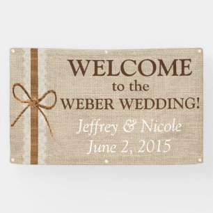 Burlap Country Rustic Custom Wedding Banner