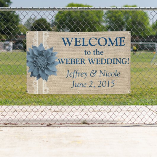 Burlap Country Rustic Custom Wedding Banner (Insitu)