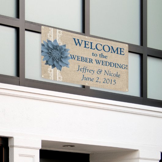 Burlap Country Rustic Custom Wedding Banner (Äußeres Gebäude)