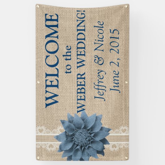 Burlap Country Rustic Custom Wedding Banner (Vertikal)