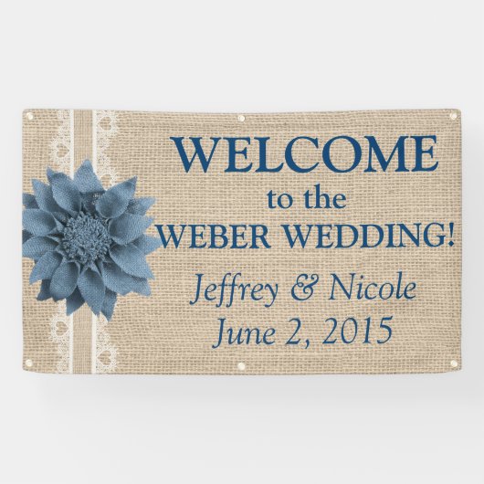 Burlap Country Rustic Custom Wedding Banner (Horizontal)
