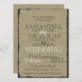 Burlap Country Rustic Wedding Einladung (Vorne/Hinten)