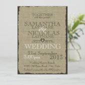 Burlap Country Rustic Wedding Einladung (Stehend Vorderseite)