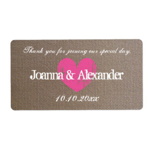 Burlap Country schicke Hochzeitswasser Flaschen Et