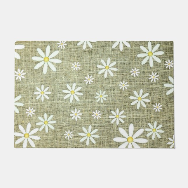 Burlap Daisy Door Mat Fußmatte (Vorderseite)