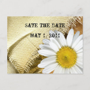 Burlap Daisy Save the Date Ankündigungspostkarte