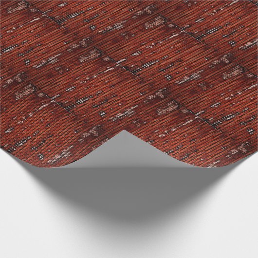 Burlap Distressed Burnt Orange Brown Muster Geschenkpapier (Ecke)