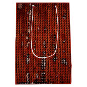 Burlap Distressed Burnt Orange Brown Muster Mittlere Geschenktüte (Rückseite)