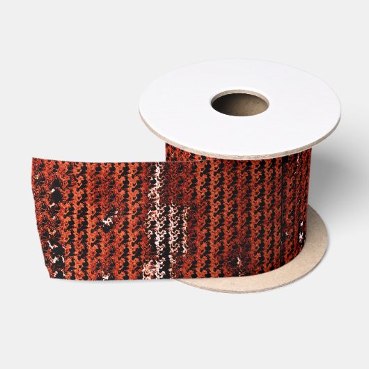 Burlap Distressed Burnt Orange Brown Muster Satinband (Spule)