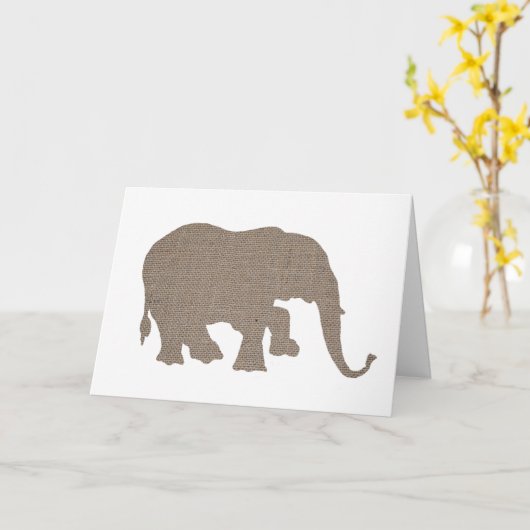 Burlap-Elefant Karte (Gelbe Blume)