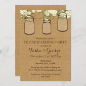Burlap Elfenbein Rose Mason Jars Hauswärmung Einla Einladung (Vorne/Hinten)