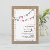 Burlap  Gemustert Bunting Probe Dinner Einladung (Stehend Vorderseite)