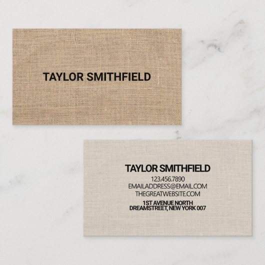 Burlap-Gewebe Textur Visitenkarte (Vorne/Hinten)