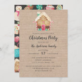 Burlap Gingerbrot House Weihnachtskarte Party Card Einladung (Vorne/Hinten)