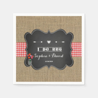 Burlap Gingham und Chalkboard I DO GRILLEN Custom Serviette