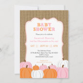 Burlap Girl Orange Pumpkin Baby Dusche Einladung (Vorderseite)