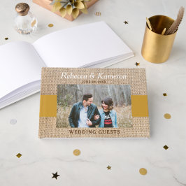 Burlap & Gold Foto Hochzeit Gästebuch