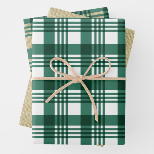 Burlap Green Kariert Geschenkpapier Set (Beispiel)