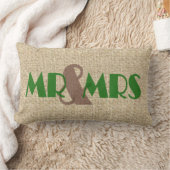 Burlap green mr mrs Hochzeit dekoratives Kissen (Decke)