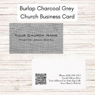 Burlap Grunge Gray Church Pastor Visitenkarte