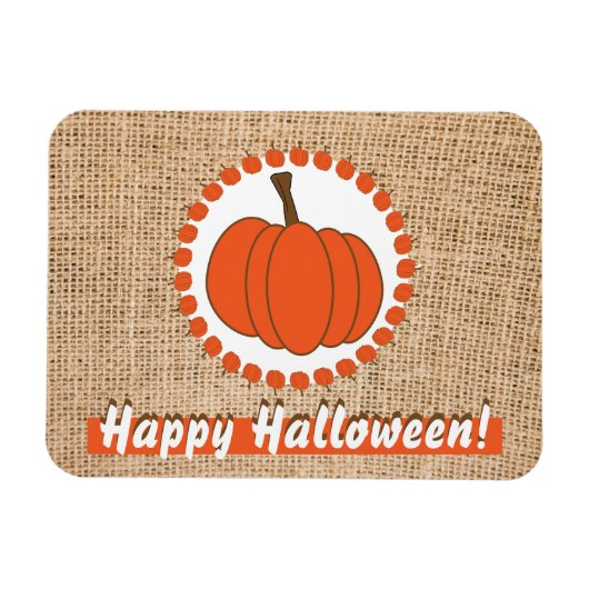 Burlap Halloween Pumpkin Magnet (Horizontal)
