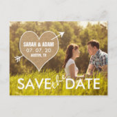 Burlap Heart | rustikal Save the Date Ankündigungspostkarte (Vorderseite)