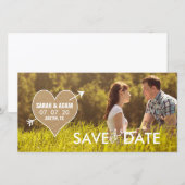 Burlap Heart | Rustikale Save the Date-Fotokarte Date (Vorne/Hinten)