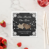 Burlap Hearts Lace Rustic Black Chalkboard Hochzei Serviette (Beispiel)