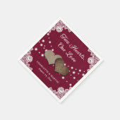 Burlap Hearts Lace Rustic Burgundy Wedding Napkins Serviette (Ecke)
