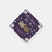 Burlap Hearts Lace Rustikale Lila Hochzeit Serviette (Ecke)