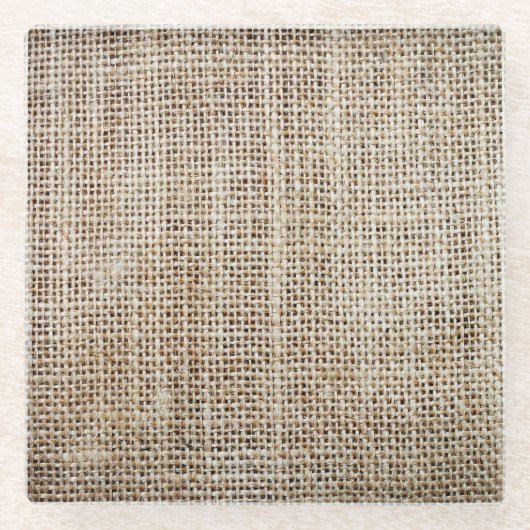 Burlap Hessian Hintergrundtextur Glasuntersetzer (Vorderseite)