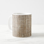 Burlap Hessian Hintergrundtextur Kaffeetasse (Vorderseite Links)
