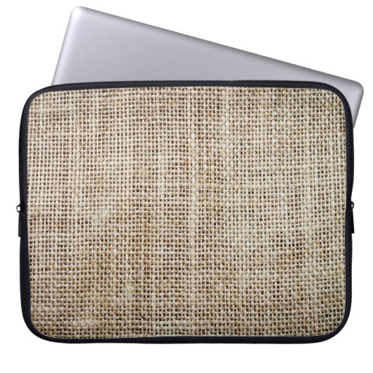 Burlap Hessian Hintergrundtextur Laptopschutzhülle (Vorderseite)