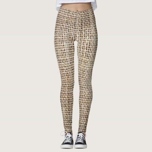 Burlap Hessian Hintergrundtextur Leggings (Vorderseite)