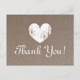 Burlap Hochzeit danke Karten mit rustikalem Herzen