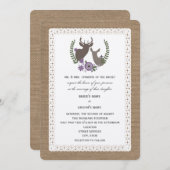 Burlap + Hochzeitsschuh + Doe Deer - Lila Einladung (Vorne/Hinten)