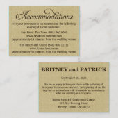 Burlap Hochzeitsunterkunft - Empfang Cards Begleitkarte (Vorne/Hinten)