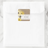 Burlap Inspiriert Black Mit Augen Susans & Bee-Adr Quadratischer Aufkleber (Tasche)