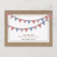 Burlap Inspiriert Gingham Floral Flags Save the Da