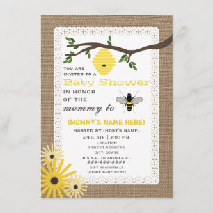 Burlap Inspiriert Honey Bee Baby Shower Einladung