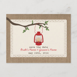 Burlap Inspiriert LaternenWedding Save the Date Ankündigungspostkarte