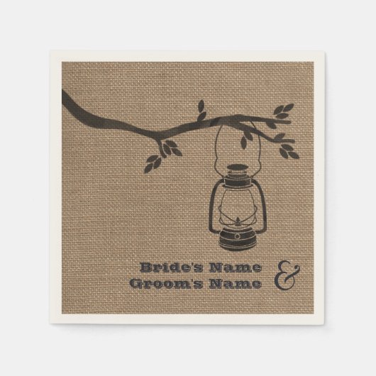 Burlap Inspiriert Lattern + Tree Wedding Napkins Serviette (Vorderseite)