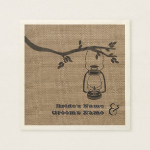 Burlap Inspiriert Lattern + Tree Wedding Napkins Serviette