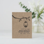 Burlap-Inspiriert Öl-Laterne Rustikal Save the Dat Ankündigungspostkarte (Stehend Vorderseite)