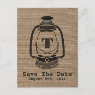 Burlap-Inspiriert Ölrinnen Save the Date Postkarte