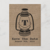 Burlap-Inspiriert Ölrinnen Save the Date Postkarte (Vorderseite)