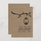 Burlap Inspiriert Ölseelen Hochzeit retten das Dat Save The Date (Vorne/Hinten)