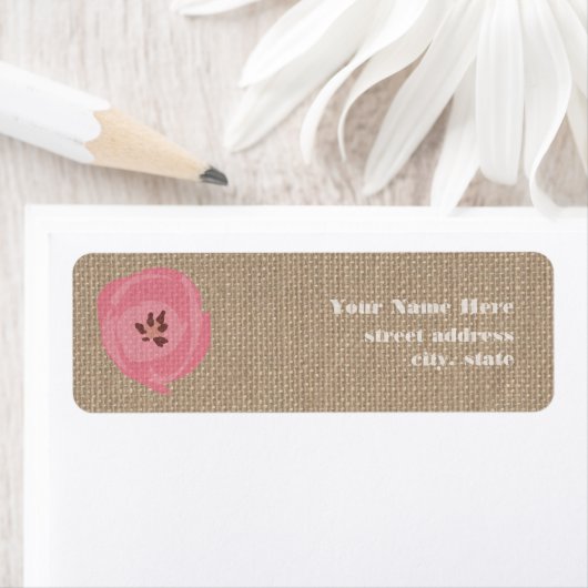 Burlap Inspiriert Pink Tulip Address Labels (Insitu)