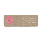 Burlap Inspiriert Pink Tulip Address Labels (Vorne)