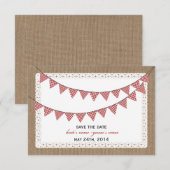 Burlap Inspiriert Red Gingham Bunting Rett Date Save The Date (Vorne/Hinten)
